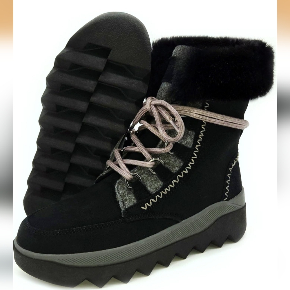 Women's Snow Boots：Premium Insulation，Waterproof Silky Suede，Faux Fur Collar